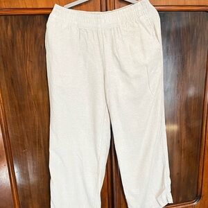 Old Navy Beige Linen Wide Leg Pants